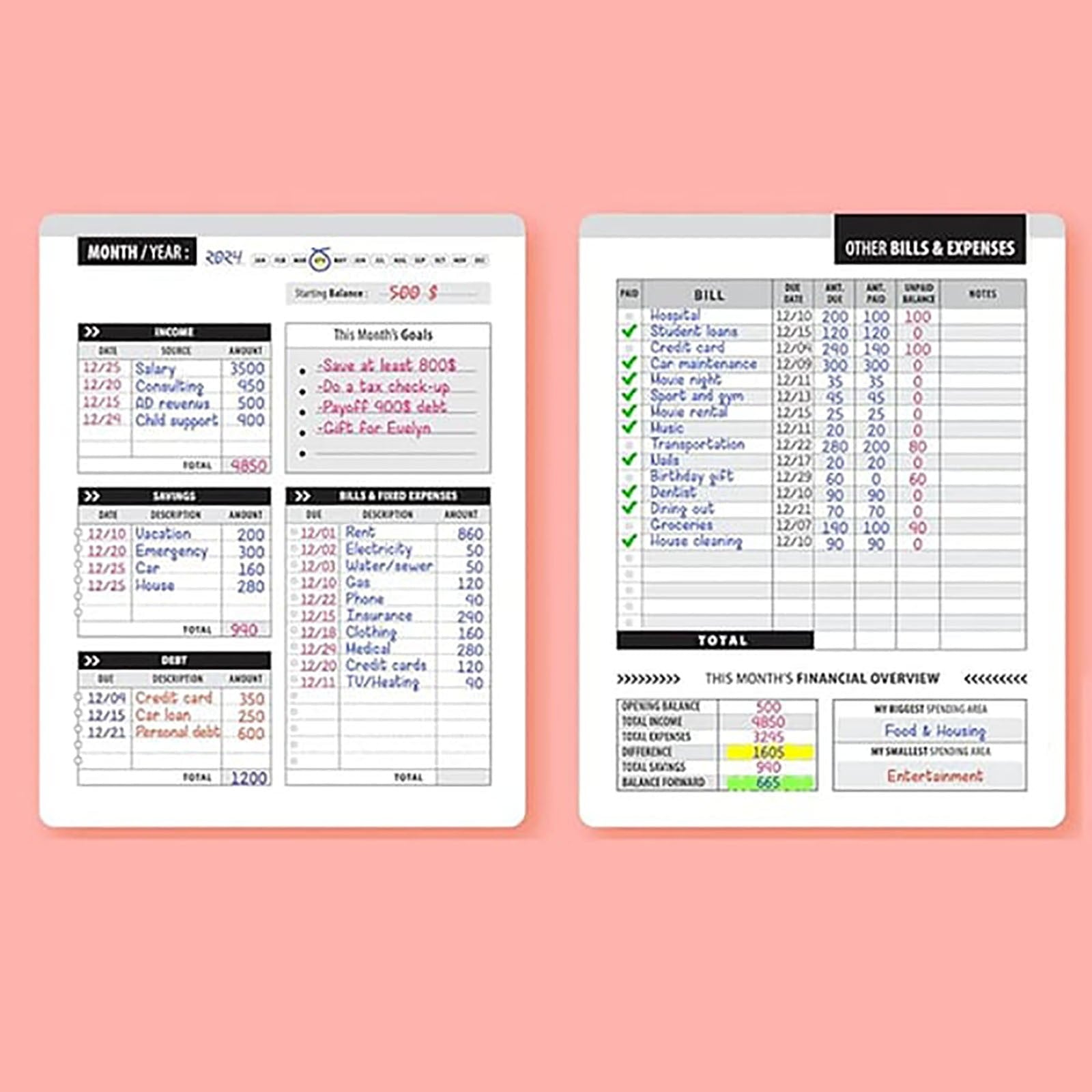 Monthly Bill Payment Checklist,The 4 Year For Families & 960 Billing Records