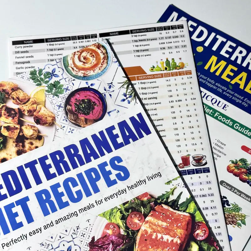 3 Count Mediterranean Diet Food List Cookbook for Healthy Living