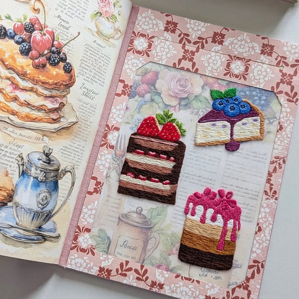 DIY Handcrafted Recipe Journal with Hand-Embroidered Illustrations