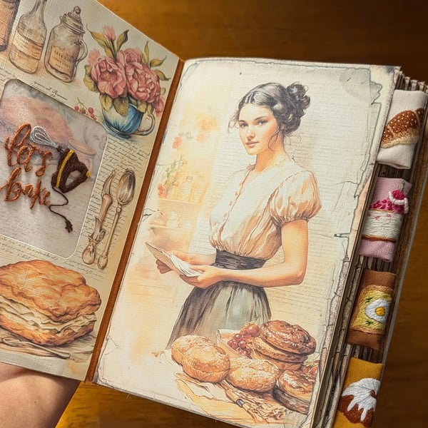 DIY Handcrafted Recipe Journal with Hand-Embroidered Illustrations