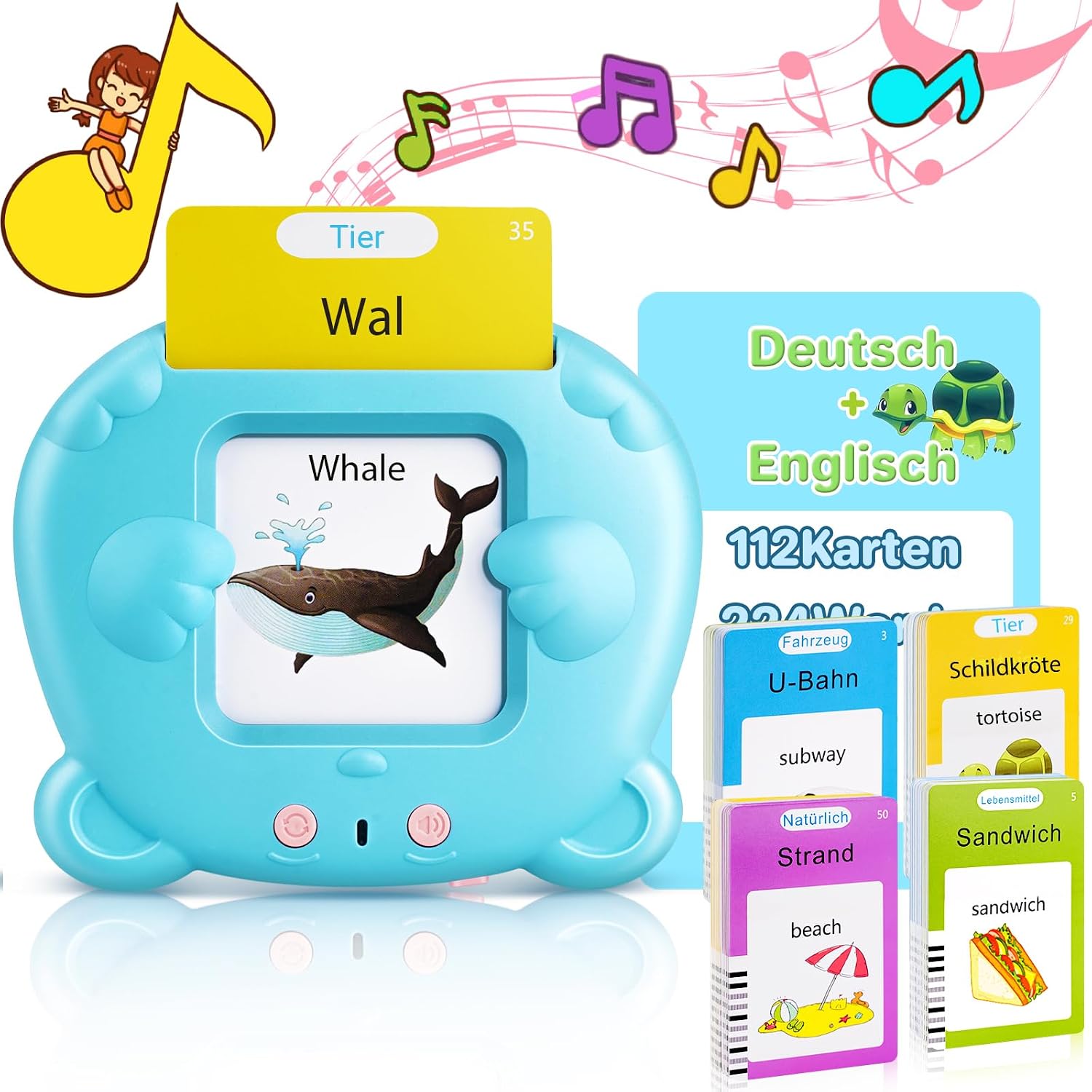 Bilingual Multi-Language Talking Flash Cards: 224 Sight Words Montessori Toy for Toddlers