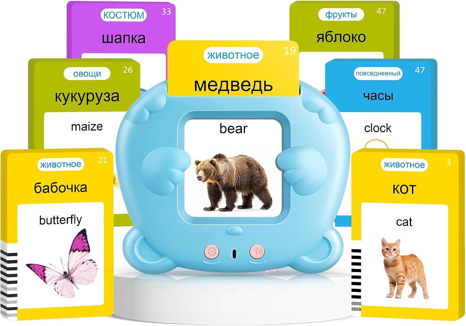 Bilingual Multi-Language Talking Flash Cards: 224 Sight Words Montessori Toy for Toddlers