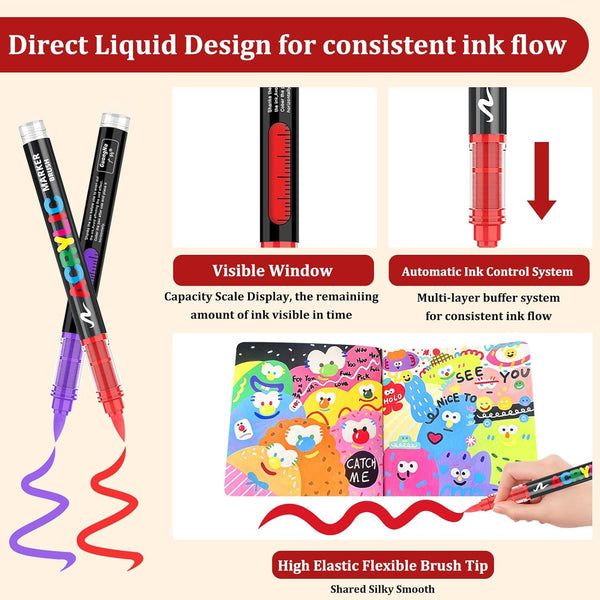 Acrylic Paint Brush Marker Pens Set (36/72 Colors)