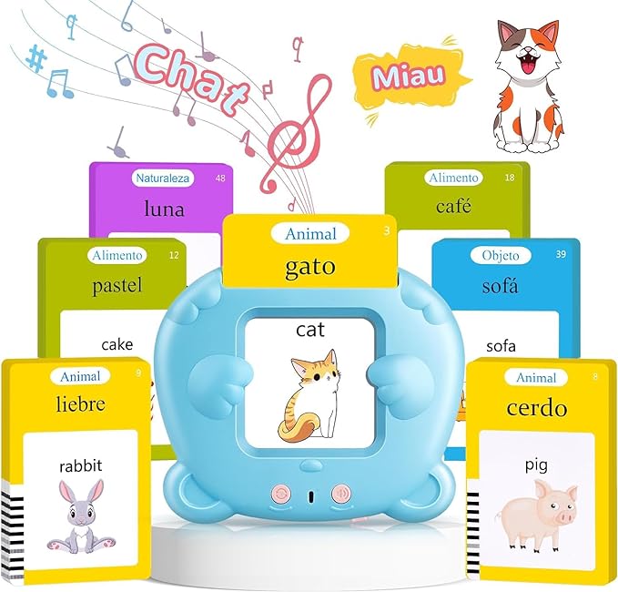 Bilingual Multi-Language Talking Flash Cards: 224 Sight Words Montessori Toy for Toddlers