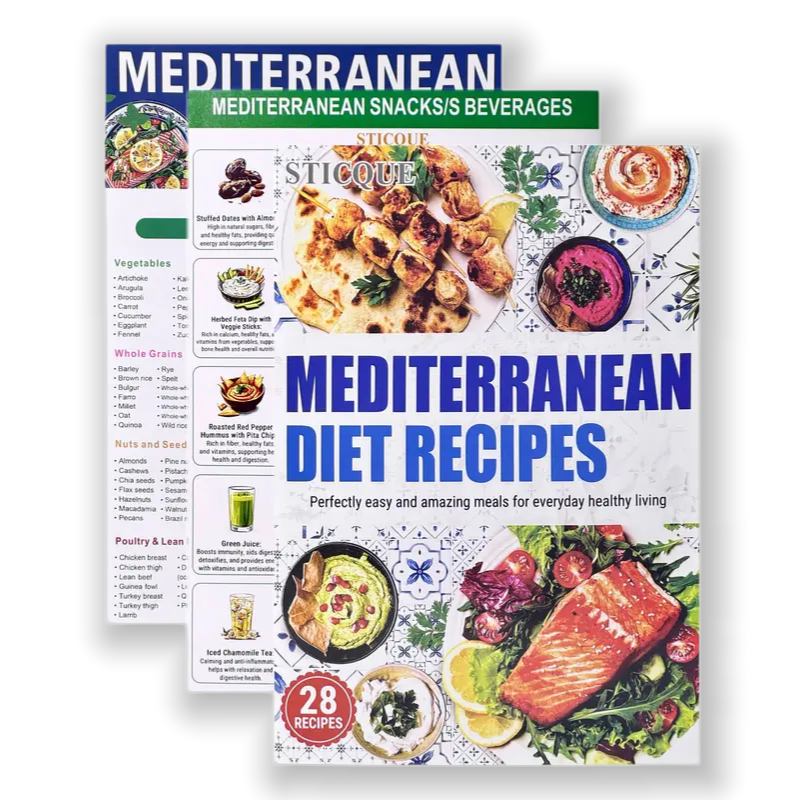 3 Count Mediterranean Diet Food List Cookbook for Healthy Living