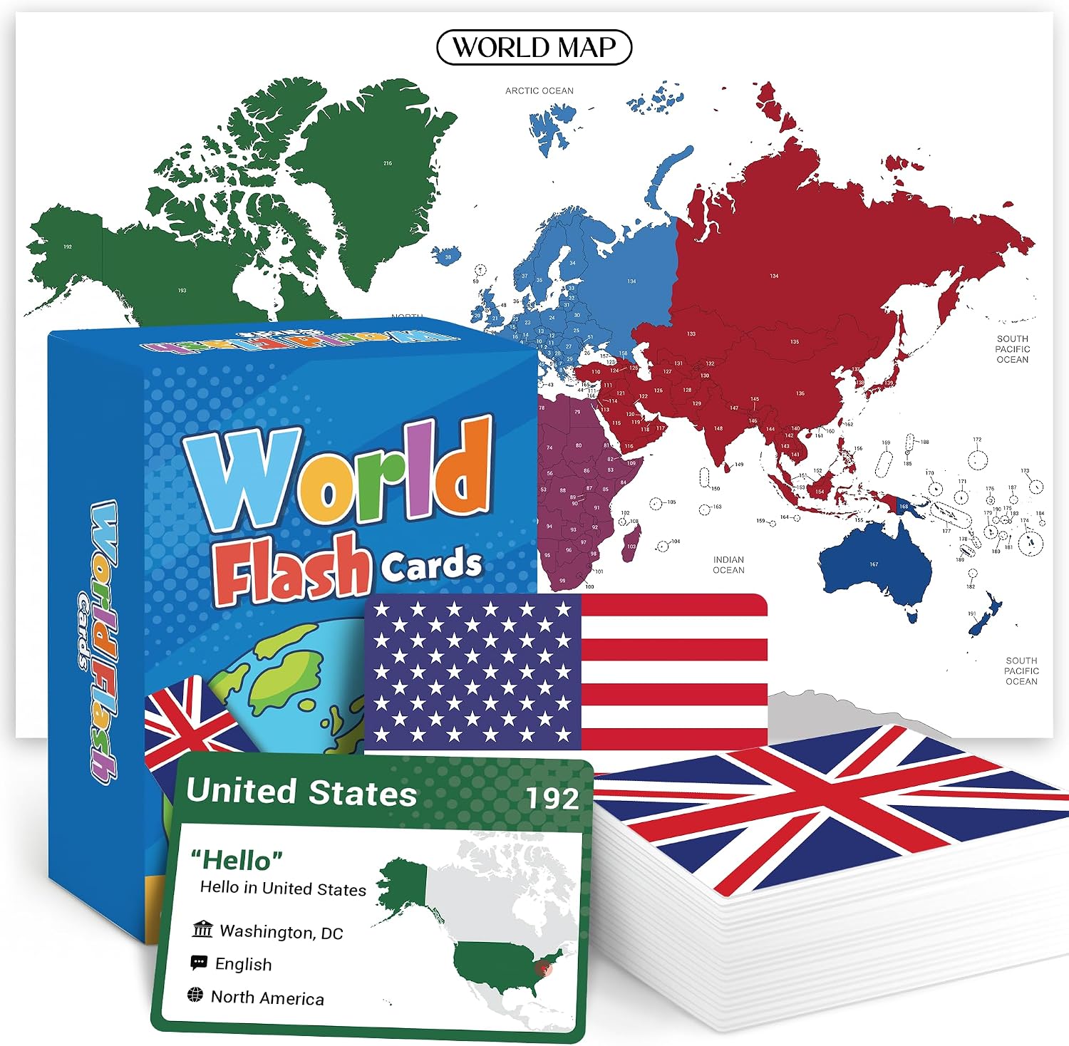 World Flags Flashcards, 245+ Country & Map Geography Game