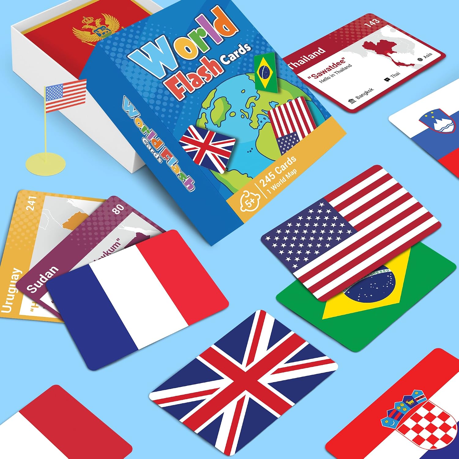World Flags Flashcards, 245+ Country & Map Geography Game
