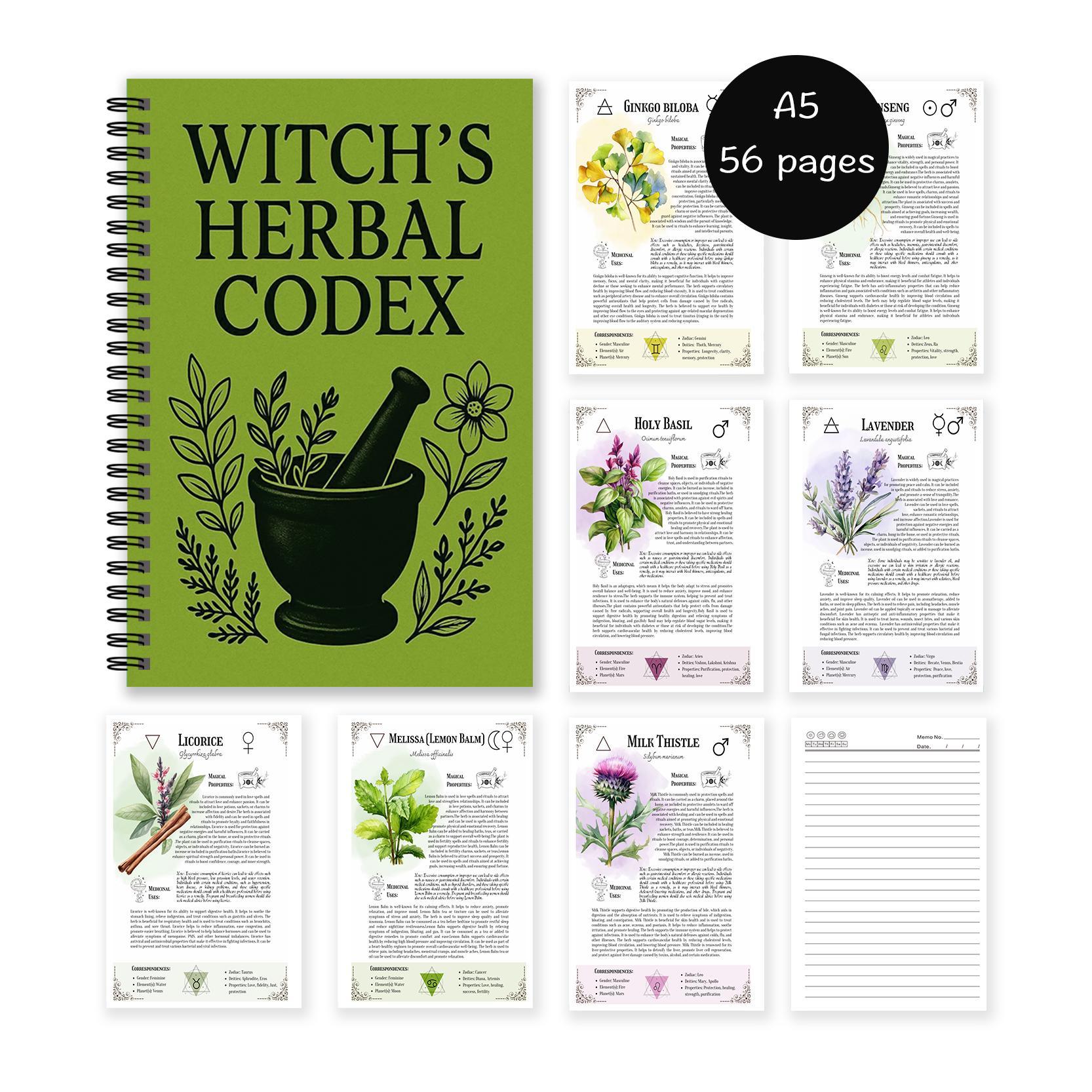 Spiral Binding Grimoire Witch's Herbal Codex