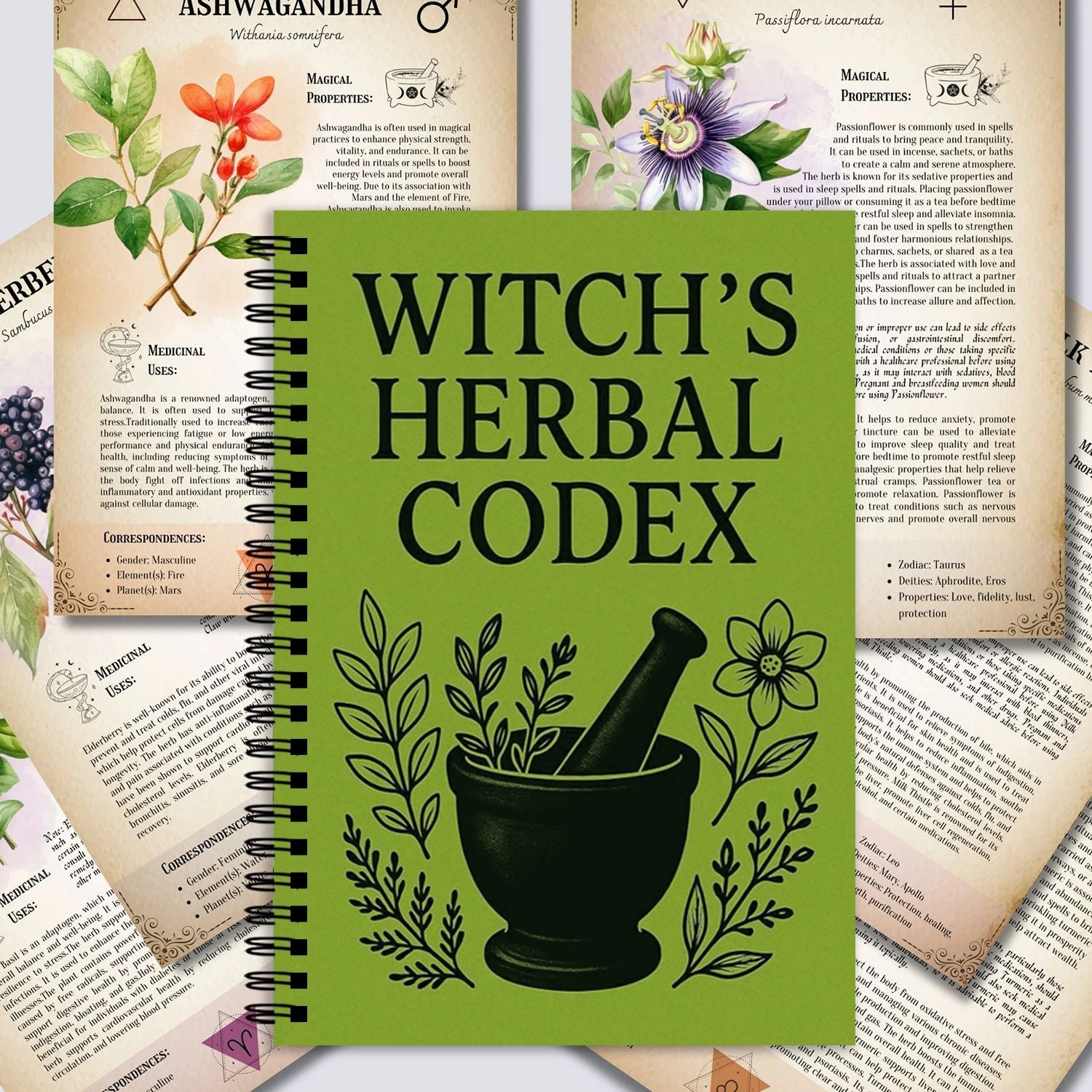 Spiral Binding Grimoire Witch's Herbal Codex