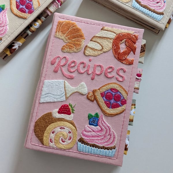 DIY Handcrafted Recipe Journal with Hand-Embroidered Illustrations
