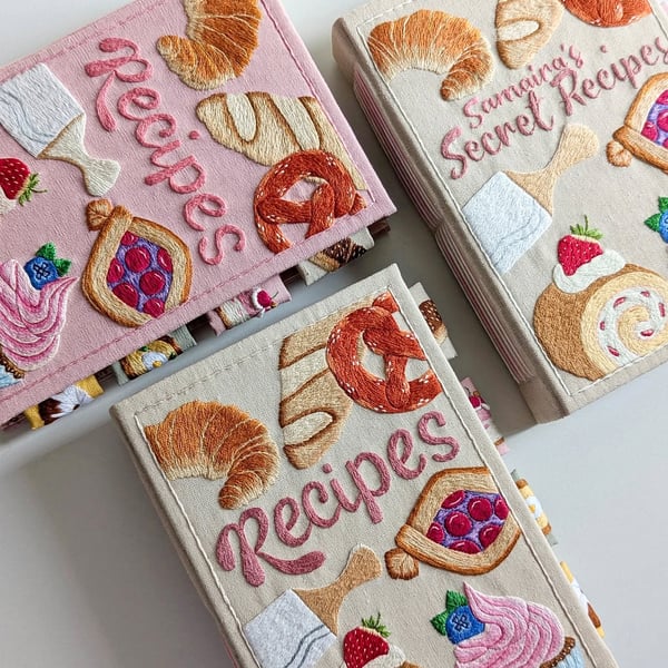 DIY Handcrafted Recipe Journal with Hand-Embroidered Illustrations