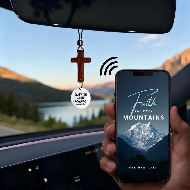Bible Verse Car Rearview Hanging Cross Ornament With NFC