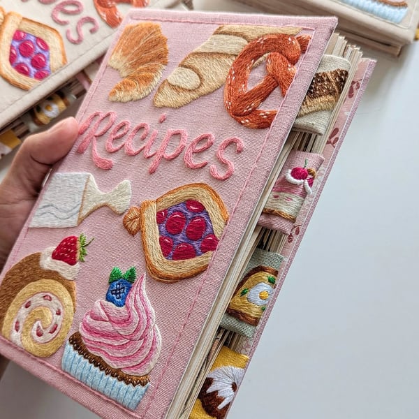 DIY Handcrafted Recipe Journal with Hand-Embroidered Illustrations
